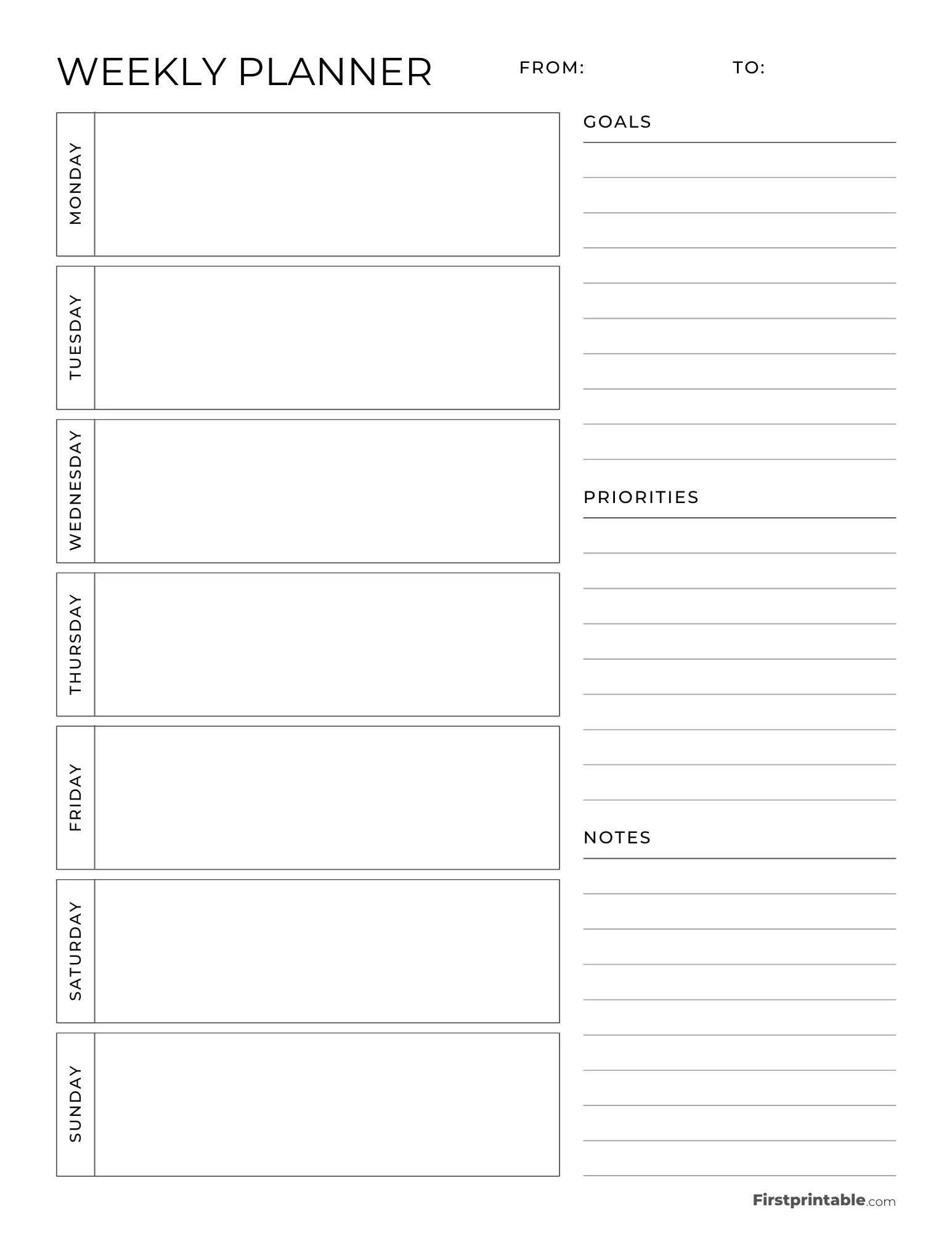 Printable Weekly Calendar Planner Free Templates