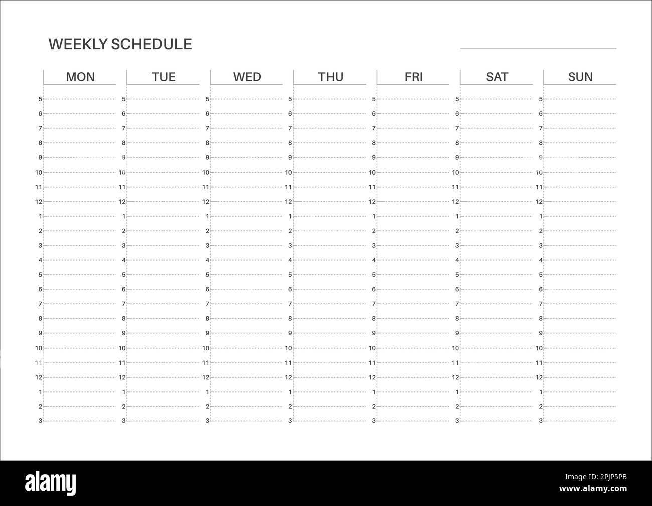 Printable Weekly Planner Black And White Stock Photos Images Alamy