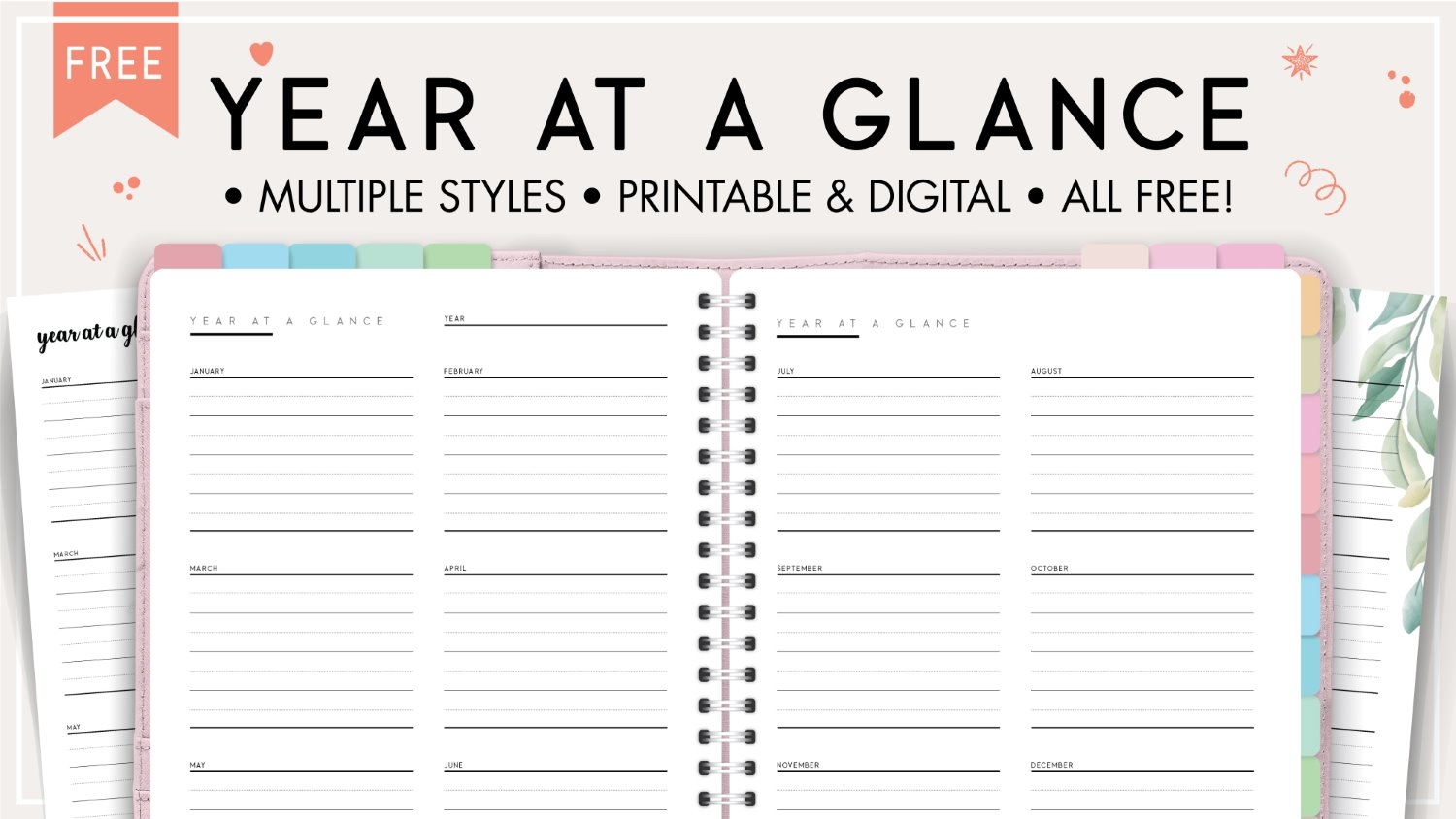 Printable Year At A Glance Calendar
