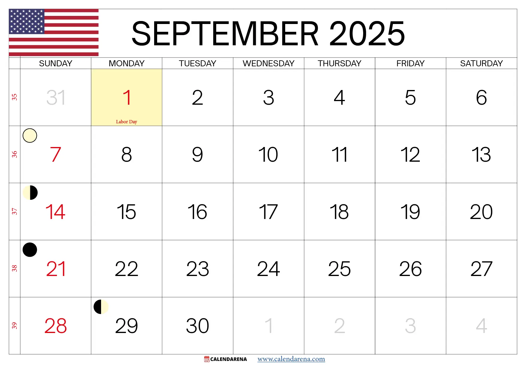 Sept 2025 Printable Calendar