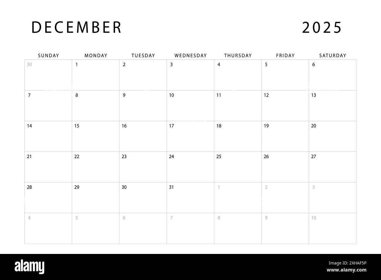 December Printable Calendar 2025 Word