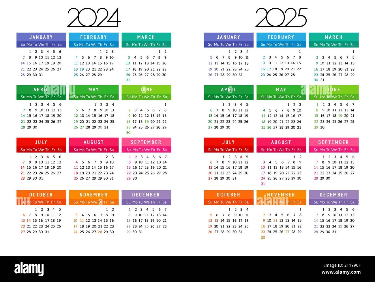 2025 Twelve Month Printable Calendar Starting Sunday