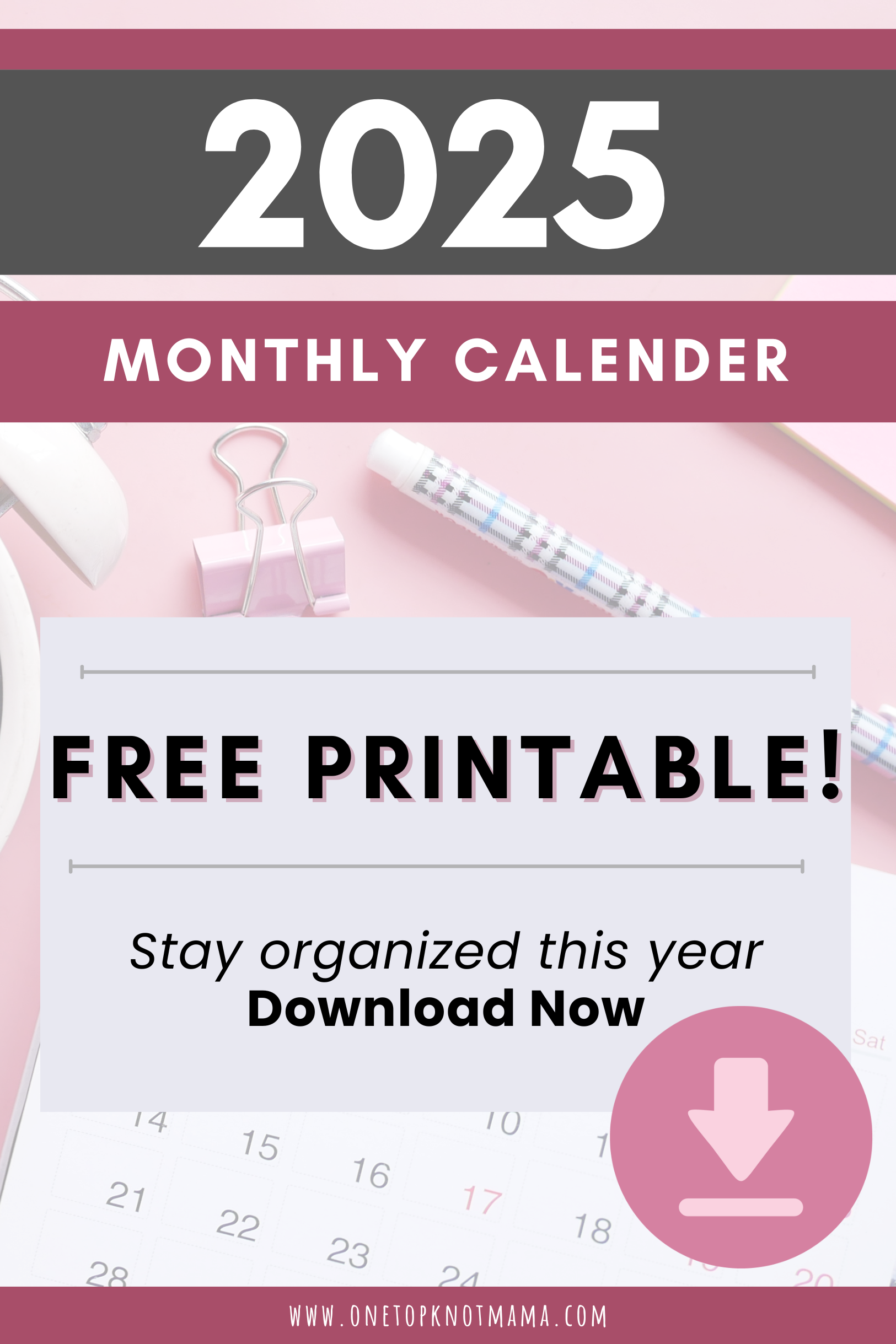 2025 Monthly Calendar Printable