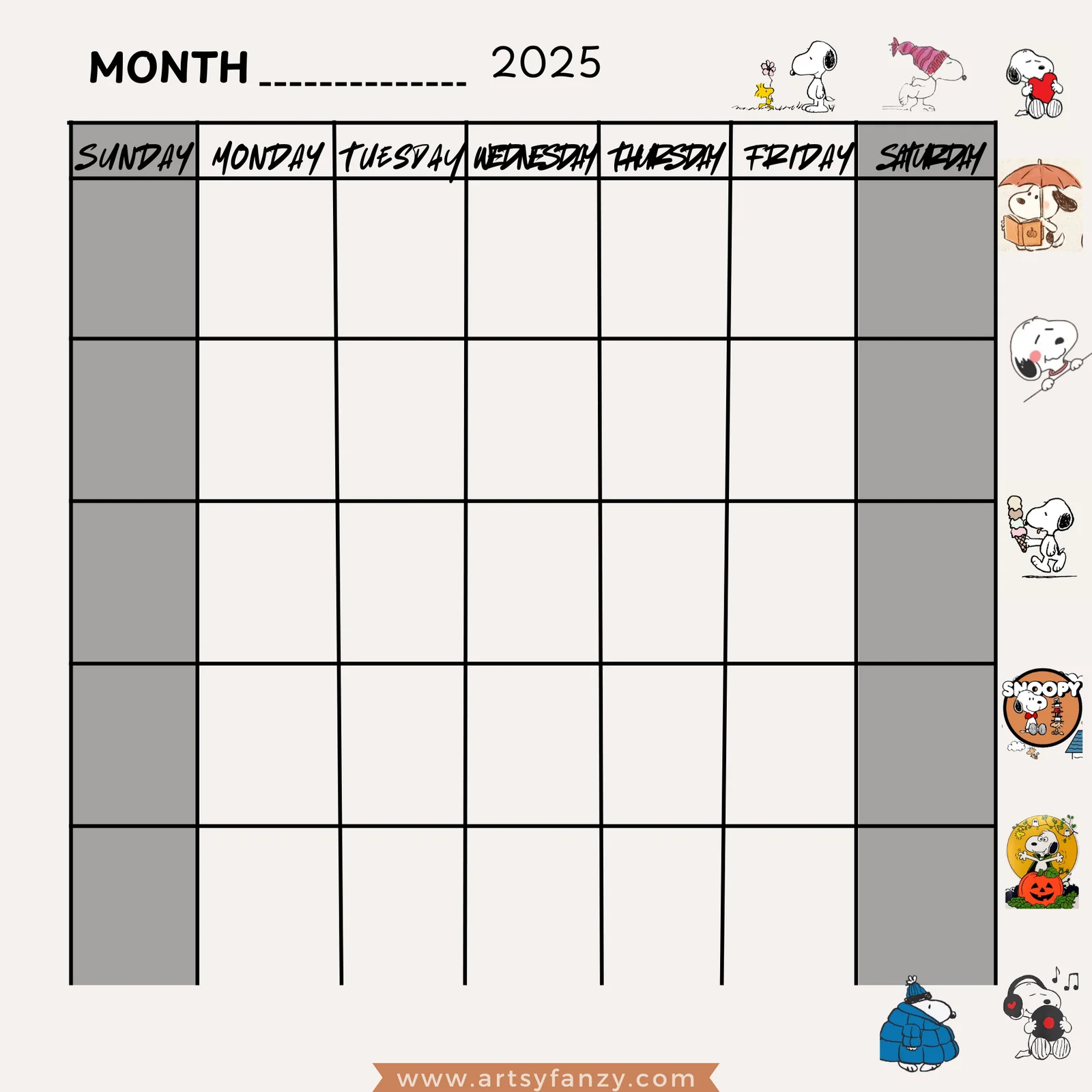 2025 Printable Calendar Monthly