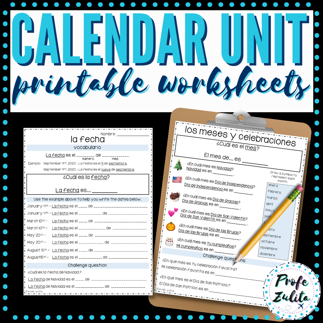 Spanish Calendar Unit Lesson Plans Student Work Made By Teachers