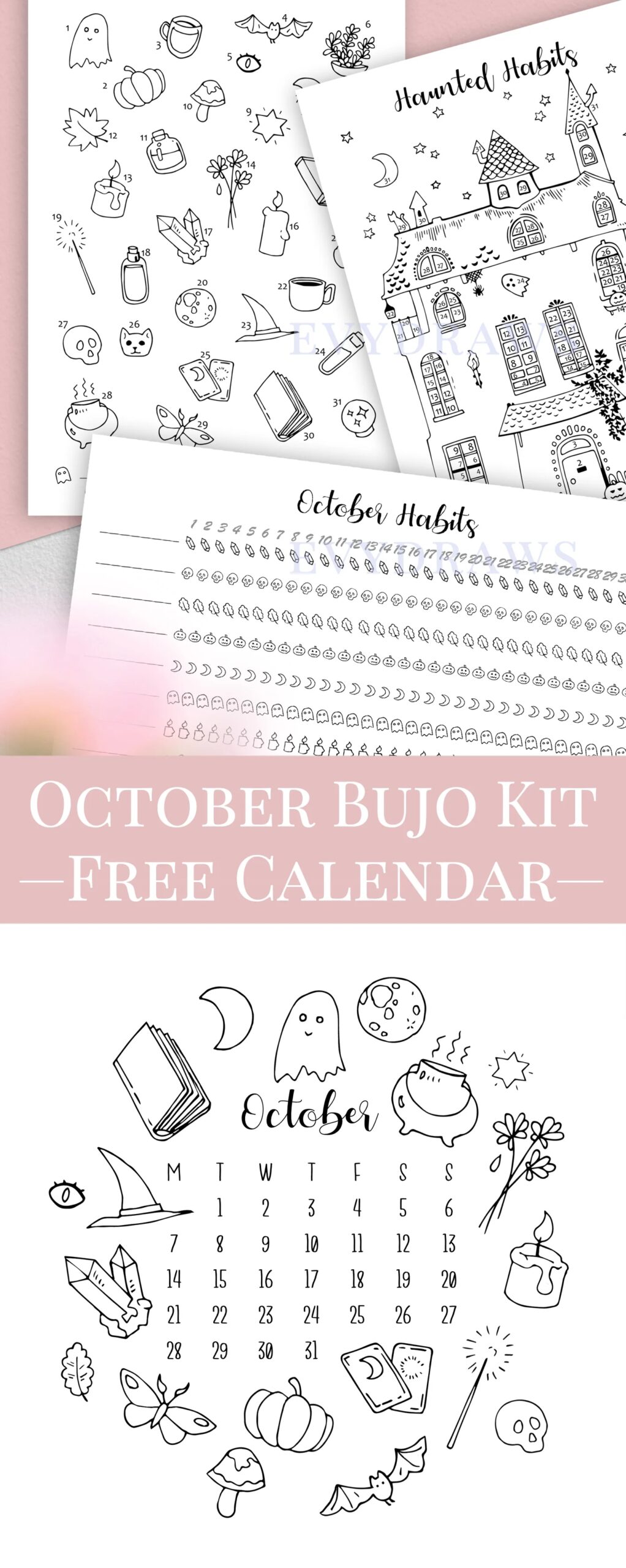 Spooky Witchy Bullet Journal Setup Printables For October 2019 Halloween Bujo Kit Evelyne Park Art