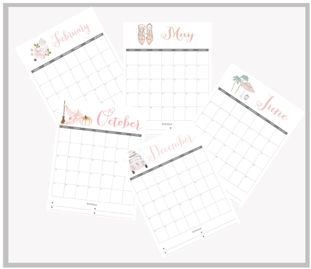 Stylish 2019 Printable Monthly Calendars Free Summer Adams