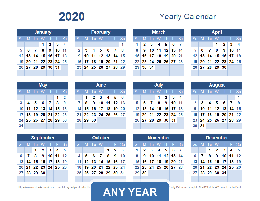 yearly calendar template for 2025 and beyond
